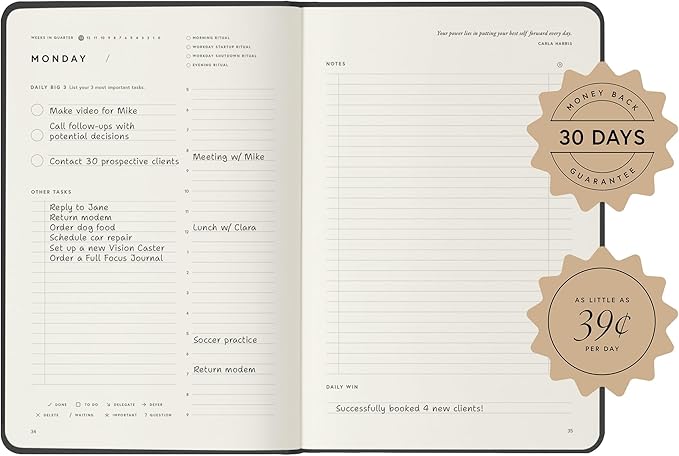 Full Focus Blush Vegan Leather Planner by Michael Hyatt - The #1 Daily Planner to Set Annual Goals, Increase Focus, Eliminate Overwhelm, and Achieve Your Biggest Goals - Hardcover