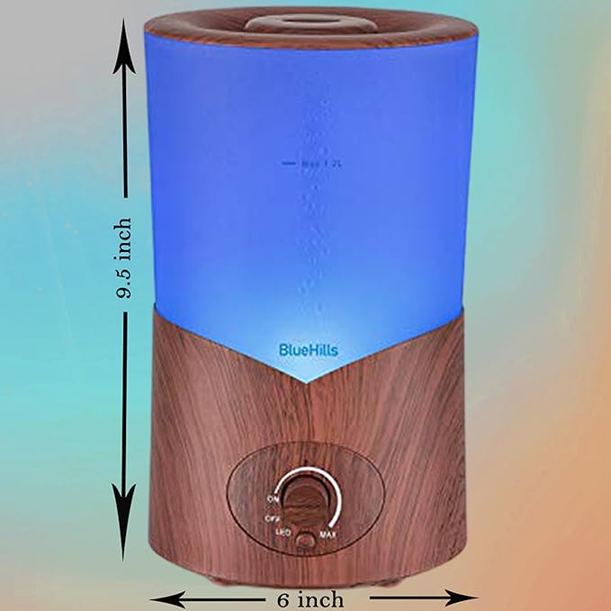 BlueHills Premium Large 1000 ML XL Essential Oil Diffuser Dark Wood Grain Aroma Humidifier 1 Liter Capacity for Big Room Home Long Run Kids Huge Coverage Area Quiet High Mist Output Large 1L A3
