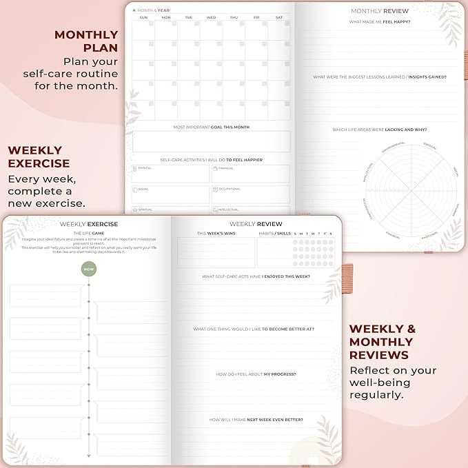 Clever Fox Self-Care Journal Premium – Daily Gratitude & Mental Health Notebook for Women – Reflection & Personal Development Journal (Rose Gold)
