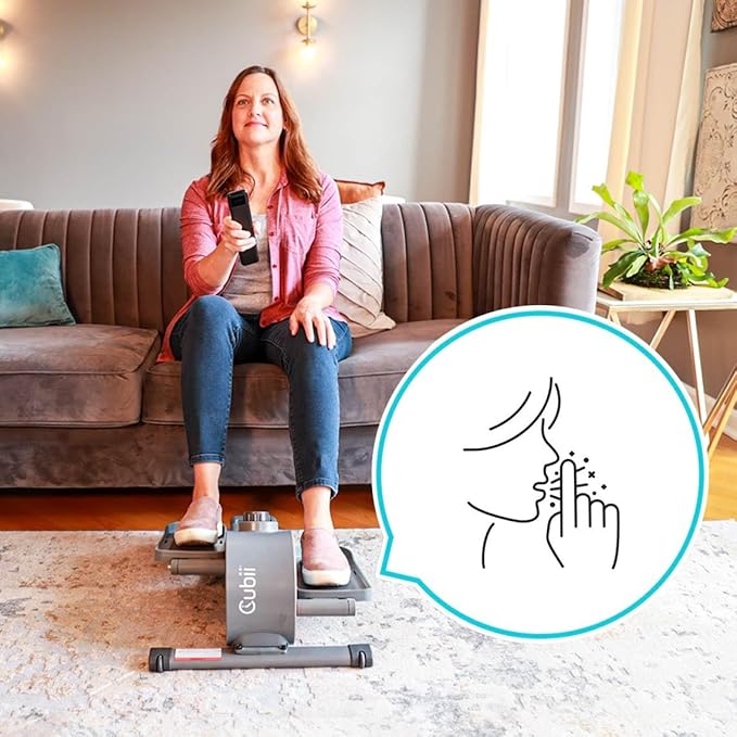 Cubii GO - Under Desk Elliptical Bike Pedal Exerciser, with LCD Fitness Tracker Screen, Adjustable Resistance, Work from Home Fitness, Built-in Wheels and Portable Expanding Handle