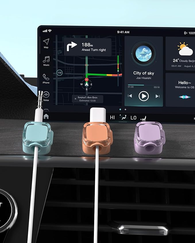 Magnetic Cable Clips, Adjustable Cord Holder Management, Adhesive Wire Keeper Organizer for Home Office Desk Phone PC Car Wall Desktop Nightstand Appliance (8-Pack Crystal Multicolor)