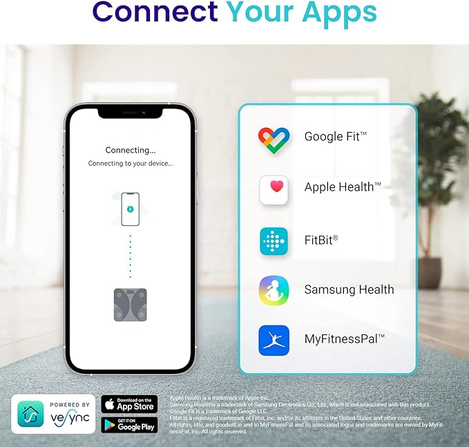 Etekcity Scale for Body Weight and Fat Percentage, Smart Digital LED Bathroom BMI Measurement, Accurate Bluetooth Weighing Machine, Body Composition Analyzer, Ash-black, 400lb
