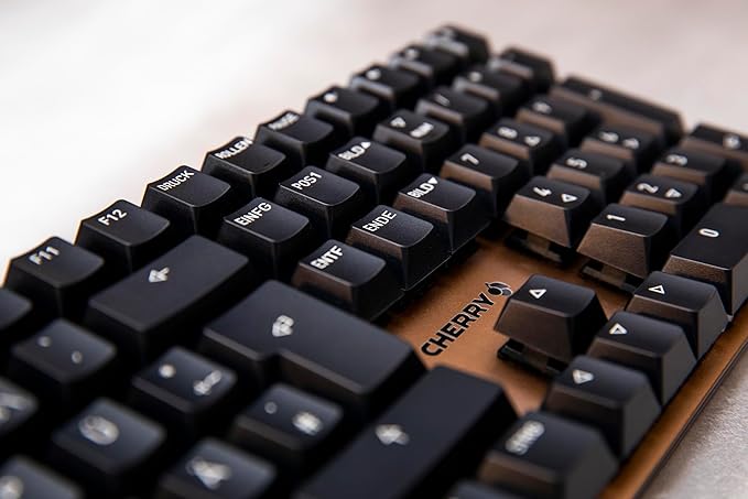 Cherry KC 200 MX Mechanical Office Keyboard with New MX2A switches. Modern Design with Metal Plate Frame. (Bronze W/MX2A Silent Red Switch)