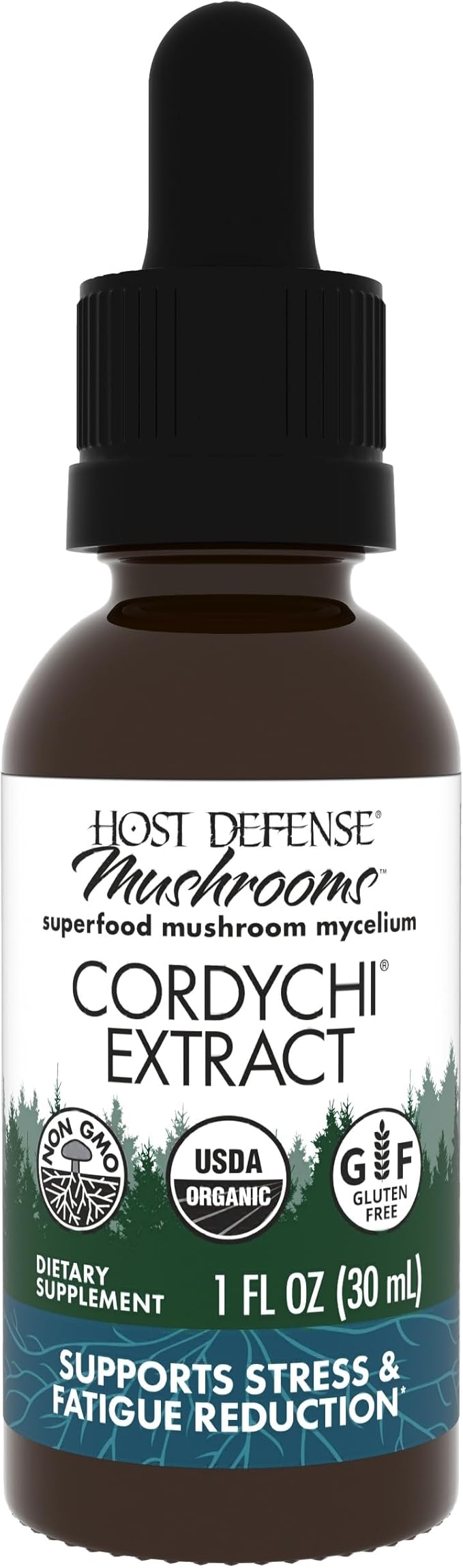 Host Defense CordyChi Extract - Energy & Immune Support Supplement - Cordyceps & Reishi Mushroom Supplement for Relaxation & Respiratory Support - Aids Against Tiredness - 1 fl oz (30 Servings)*