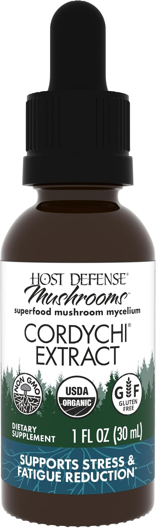 Host Defense CordyChi Extract - Energy & Immune Support Supplement - Cordyceps & Reishi Mushroom Supplement for Relaxation & Respiratory Support - Aids Against Tiredness - 1 fl oz (30 Servings)*
