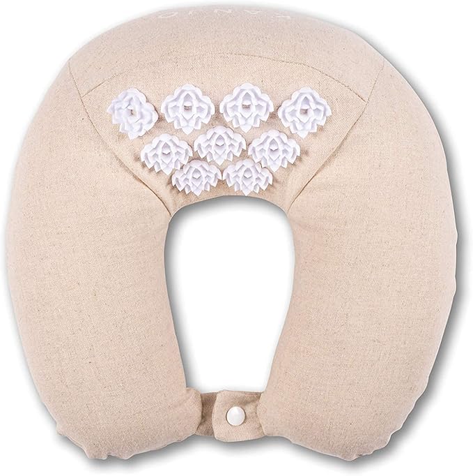Kanjo Travel Acupressure Set | Acupressure Neck Pillow & Compact Acupressure Mat for Neck, Foot & Back Pain Relief| Travel Pillow & Travel Mat Set for Stress Relief & Relaxation