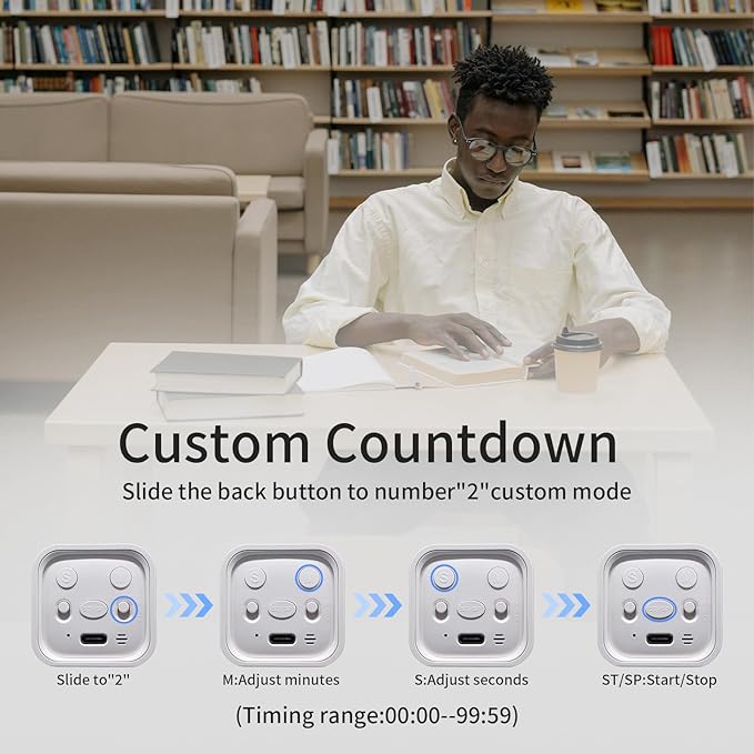 Productivity Timer Flip Gravity Sensor Cube Timer Countdown & Countup,Mute & Vibrate & Sound，5/10/30/60min & Custom Timing, Perfect for ADHD,Work,Learning,Kitchen Cooking