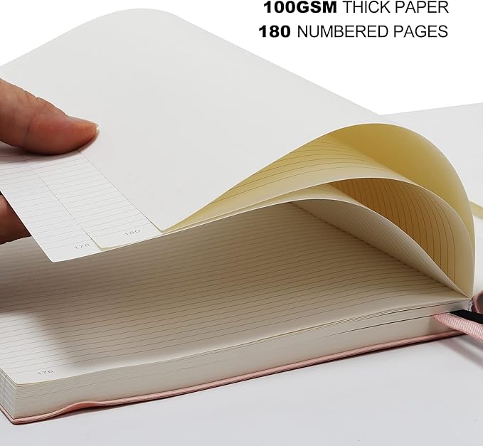 B5 College Ruled Notebooks - 2 Pack B5 Large Journal Notebooks with 376 Numbered Pages,100gsm Thick Lined Paper,Soft PU Leather Cover,7.6 X 10 inch(YELLOW)