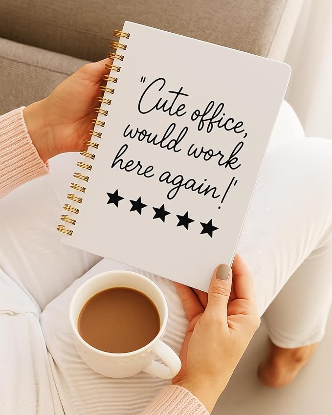 Funny Office Supplies Notebook, Work Journal for Women Men Coworkers, Coworker Sarcastic Gifts, Cute Office Would Work Here Again Humorous Spiral Notebook, 5.5x8.3 Inch 563