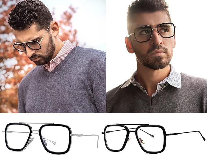 Tony Stark Style Blue Light Blocking Glasses for Men Women, Iron Man and Spider-Man Computer Gaming Glasses