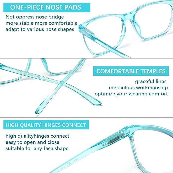 SIGVAN Ladies Reading Glasses Blue Light Blocking Spring Hinge Fashion Pattern Print Eyeglasses for Women