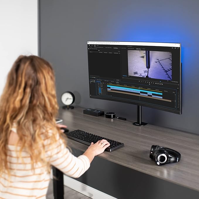 VIVO Single 13 to 38 inch LCD Monitor Heavy Duty Desk Mount Stand, Holds 1 Standard to Ultrawide Screen up to 38 inches, STAND-V001C