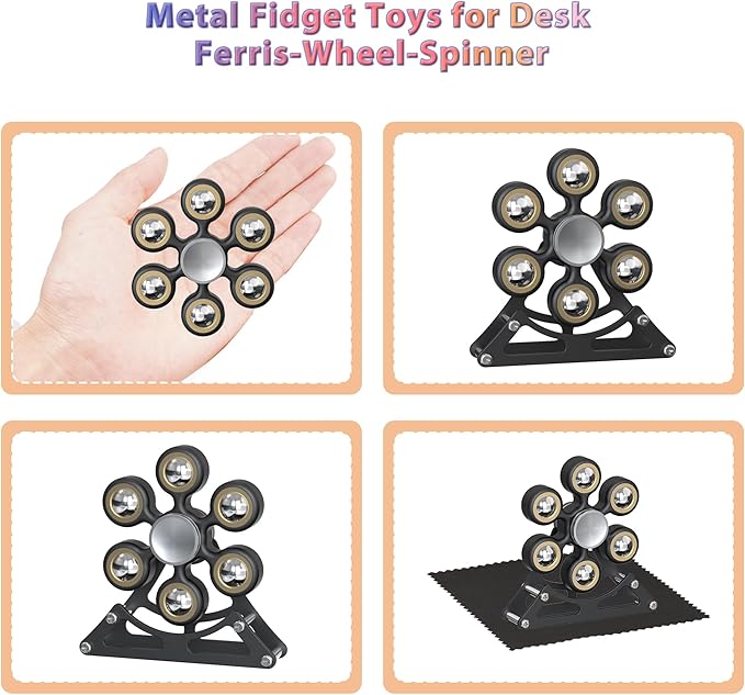 Desk Toys for Fidget Ferris-Wheel Spinner: 4mins Metal Cool-Gadgets Kinetic-EDC-Toy, Cool-Stuff for Kid Children Teen Adult, ADHD Tools Stress Relief Gift for Office Home School Men Woman Christmas