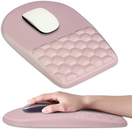 Ergonomic Mouse Pad Wrist Support,Upgrade Mousepad with Massage Design,Non-Slip PU Base Desktop Mouse Pads for Pain Relief, Computer, Office & Home,12 x 8 in（E-Pink）