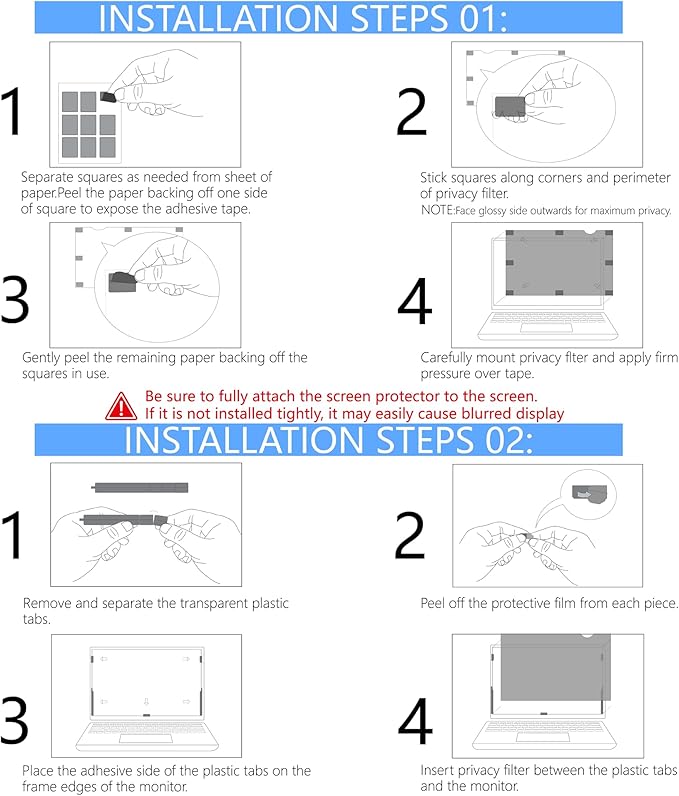 4-Way Laptop Privacy Screen Shield 13.3 Inch, Removable 16:9 Aspect 360° Privacy Filter Screen Protector for 13.3 Inch Laptop Computer, Anti Glare Blue Light Slide Mount Tabs Cover for Generic Laptop