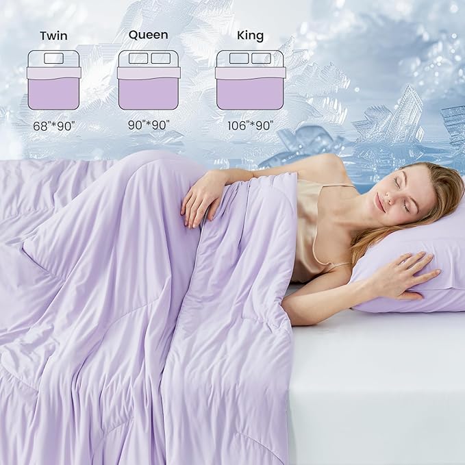 Cozy Bliss Cooling Comforter King Size Dual-Sided, Ultra-Soft Cooling Blankets for Hot Sleepers and Night Sweats, Breathable Lightweight Silky Smooth, Lavender Purple