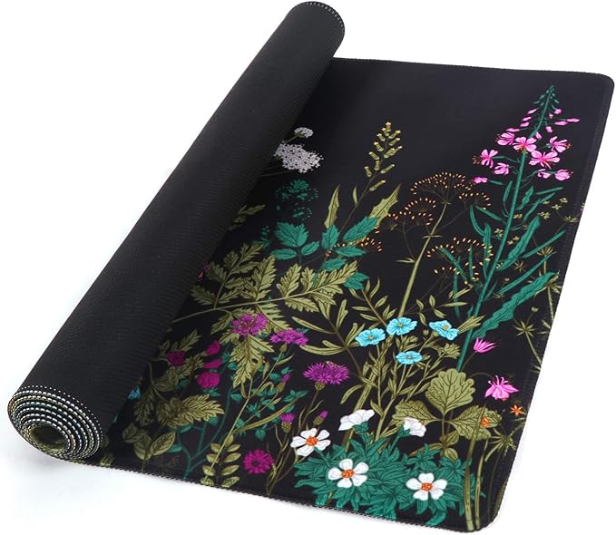 iCasso Desk Mat, Big Desk Pad, XXL Extended Gaming Mouse Pad, Large Mouse Pad for Desk Protector, Rubber Base Mousepad with Stitched Edges, Keyboard Mouse Mat for Work, Game, Office, Home - Weeds