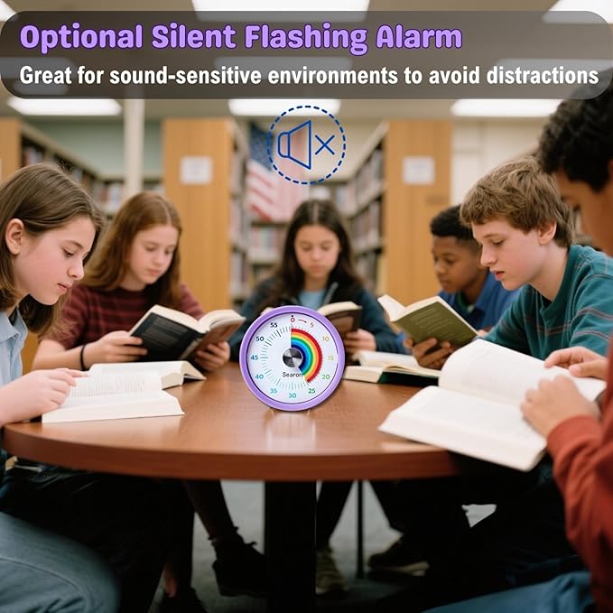 Searon Kitchen Timers for Cooking, Magnetic Visual Timer for Kids Teachers Classroom School ADHD Autism Oven or Adult with Special Needs (Purple)