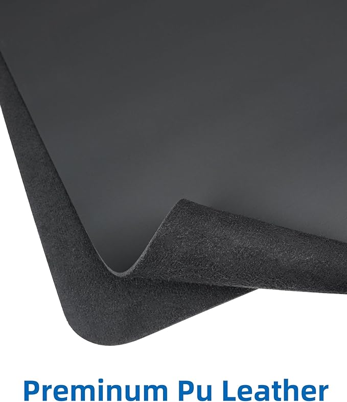Leather Desk Pad Blotter,Mouse Pad,Office Desk Mat, Non-Slip PU Leather Desk mat,Large Desk mat,Waterproof Keyboard mat for Office/Home/Decor (Black,35" x 17")