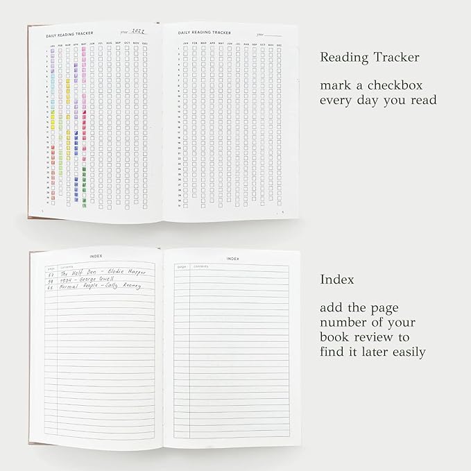 Kunitsa Co. Reading Journal - 52 reviews. Review and Track Your Reading. Book Journal for Book Lovers & Readers. Beige