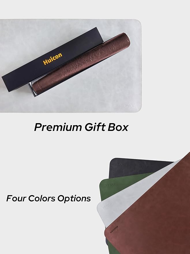 Large Faux Leather Desk Mat 31.5"x15.7" - Non-Slip Waterproof Mouse Pad with Heat-Resistant Surface for Office, Gaming & Home Use (Brown)