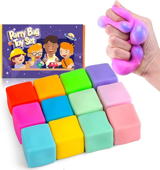 YAKHAN 12PCS Color-Changing Stress Cube - Soft, Squeezeable Stress Relief Balls for Relaxation, Ages, Ideal for Parties, Home, Classroom, and Office Use, Slow-Rebound Design, Portable