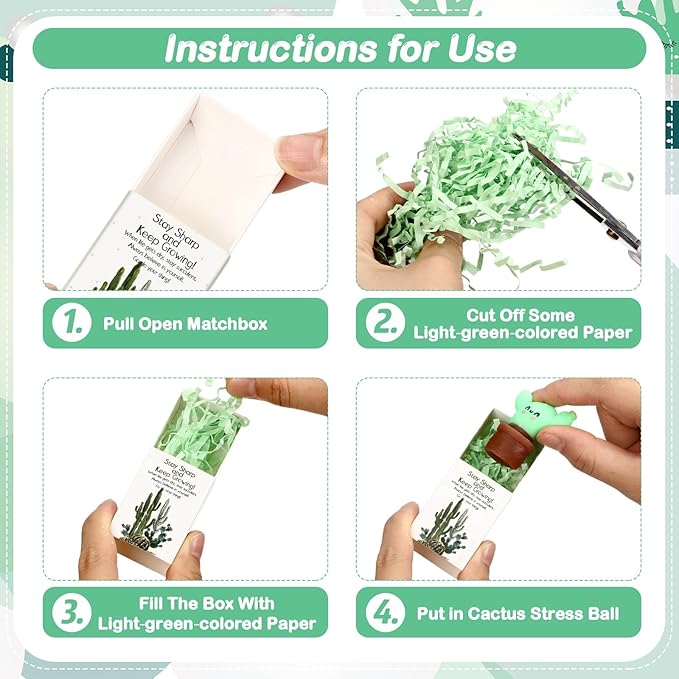 Wettarn 24 Sets Cactus Positive Gifts Cute Stress Balls with Support Gift Boxes Bulk Inspirational Party Favors for Employee Coworker Friends Office Relief Toys Funny Desk Decor