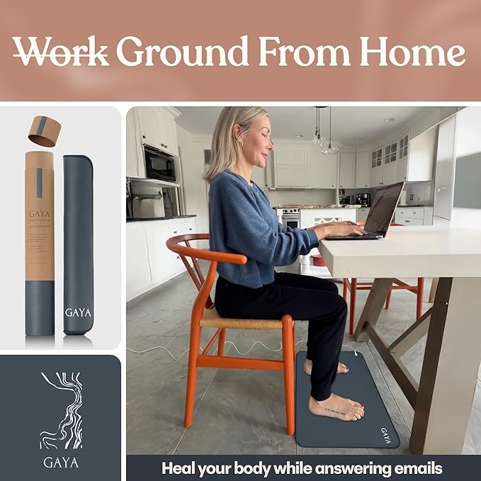 GAYA Grounding Mat for Feet, Sleep Improvement, Back Pain Relief, Muscle Relaxation & Stress, Earthing Pads for Bed, Ground for Desk, Earth Mats, Bedding Pad (24''X16'')
