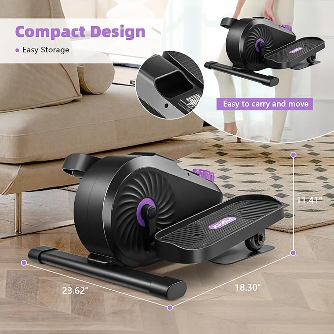 FUNMILY Under Desk Elliptical, Ellipse Leg Exerciser, Standing or Seated Mini Elliptical Machines, Portable Bike Pedal Exerciser for Seniors/Adults, Leg Workout Equipment for Home/Office