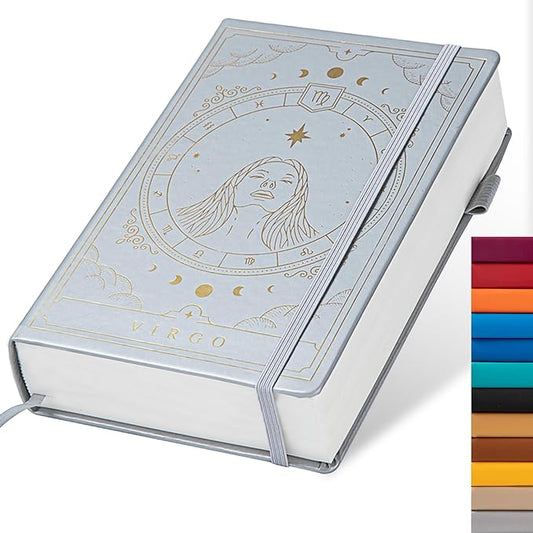 TIEFOSSI Constellations Dotted Journal Notebook-A5 Writing journals with 100gsm 400pages Paper, Hardcover Bullet Organizers Notebook for Women, Men, Teens (Virgo)