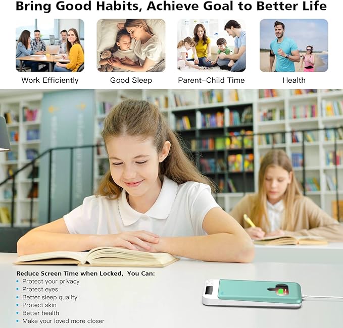 ySky Timed Lock Box, Portable Phone Locker with Self-Control Timer for iPhone, Android, Helping Kids, Students, Adults Focus Back, Mobile Phone Addiction Control (Green)