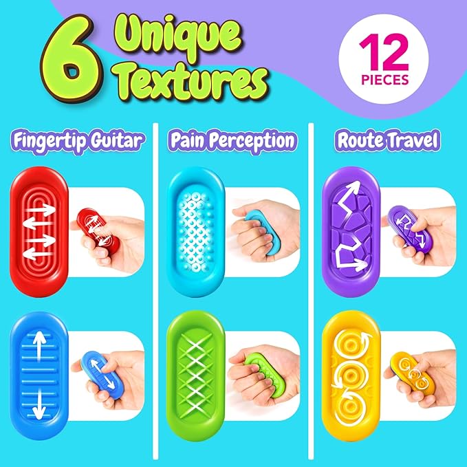 Sensory Marble Fidget for Kids Adults- 12 Pcs Gel Filled Autism Sensory Toys, Texture Quiet Fidget for Student Classroom Prize, Silent Stress Squishy Worry Stones, Travel Road Trip Activities