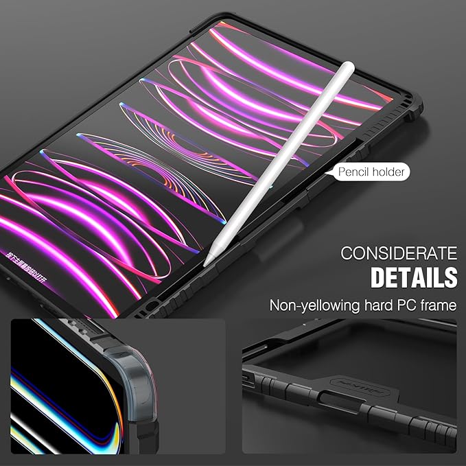 Nillkin for iPad A16 11th 10th Generation Case with Keyboard, Slide Camera Cover, 7-Colors Backlit Detachable Wireless Keyboard with Pencil Holder and Multi-Touch Trackpad for iPad (A16) 11th/10th Gen