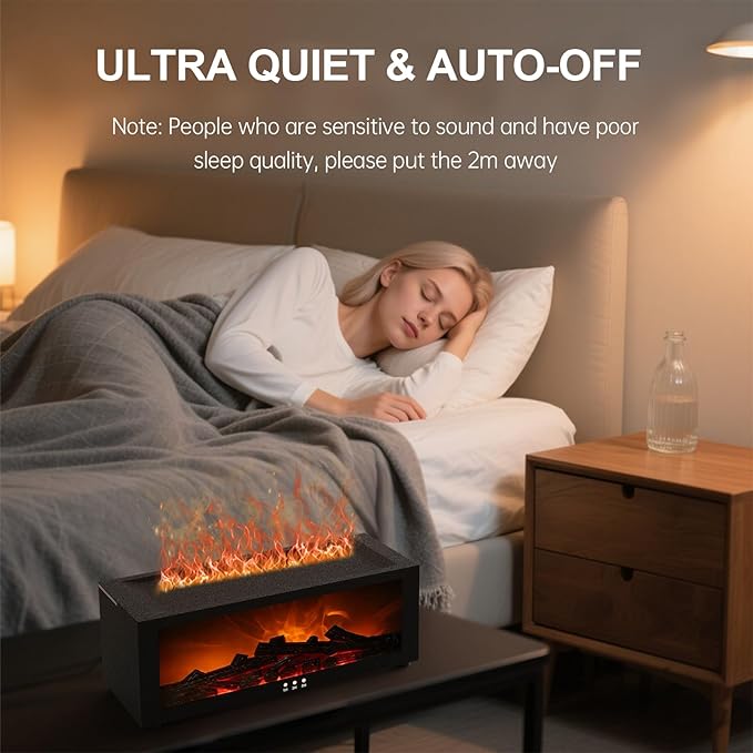 Fireplace Diffuser Humidifier,Fireplace Aromatherapy Essential Oil Diffuser, Ultrasonic Colorful Cool Mini Flame Fire Aroma Humidifier with Timer for Home,Bedroom,Office,Yoga