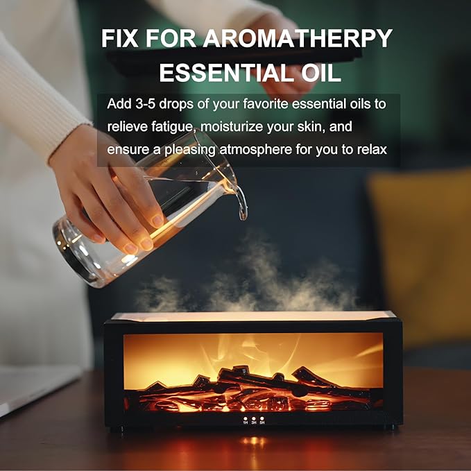 Fireplace Diffuser Humidifier,Fireplace Aromatherapy Essential Oil Diffuser, Ultrasonic Colorful Cool Mini Flame Fire Aroma Humidifier with Timer for Home,Bedroom,Office,Yoga