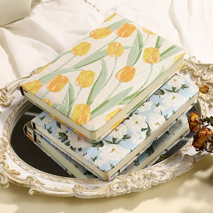 Tulip Gifts, Floral Journal, Cute Notebook, Embroidered Flower Cover, A5, Lined Journal, Wide Ruled, Hardcover Journal, Lay Flat, Journal for Women, Pretty Journal, Garden Journal, Tulips