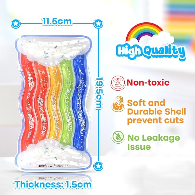 Rainbow Sensory Toys for Kids - Fidget Toys Sensory Tube for Toddlers 3 5 7, Sensory Squeeze Toys for Special Need Children, Anxiety - Road Trip, Classroom Must Haves