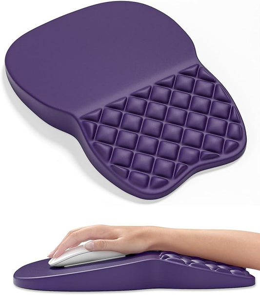 Auhoahsil Ergonomic Mouse Pad with Wrist Rest, Comfortable Slope Computer Mouse Mat with Wrist Support, Memory Foam Filling, Non-Slip Silicone Base, Pain Relief, for Gaming & Work, 8 x 12 in, Purple