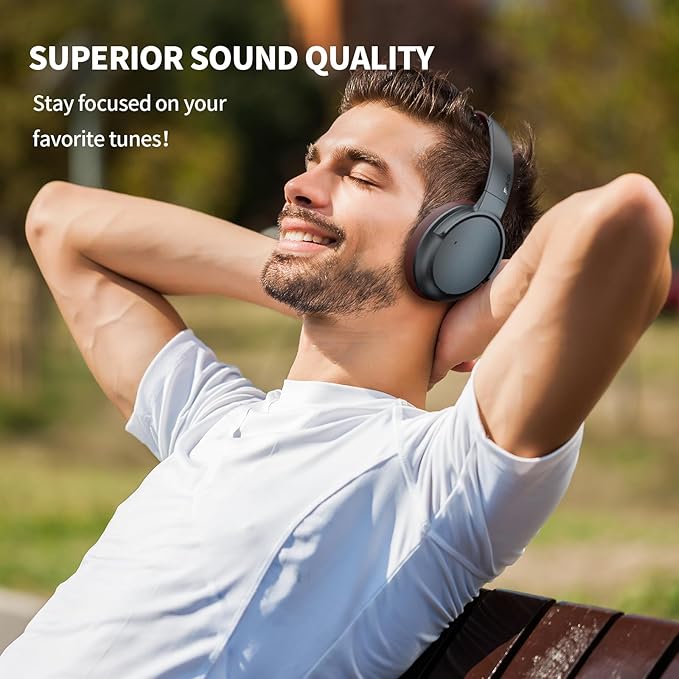 Hybrid ANC Multipoint Over Ear Headphones, Bluetooth Headphones Over The Ear Noise Canceling, Hi-Res Audio Custom with 4 EQ Deep Bass, Memory Foam Ear Cups, Quick Charge 60H HiFi Playtime