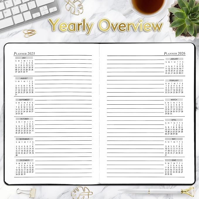 KESOTE Large Daily Planner 2025-2026 Full Page Per Day, Hourly Schedule 8.5" x 11" Academic Diary Day Planner 12 Month (July 2025 - June 2026), Hardcover Weekly Monthly Agenda, Black