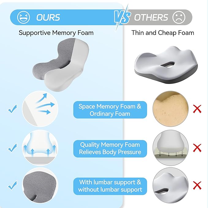 Trucker seat Cushions for Long Sitting, semi Truck seat Cushion with Lumbar Support, Truck seat Cushion for Back Pain and Supporting The HIPS, Trucker Essentials