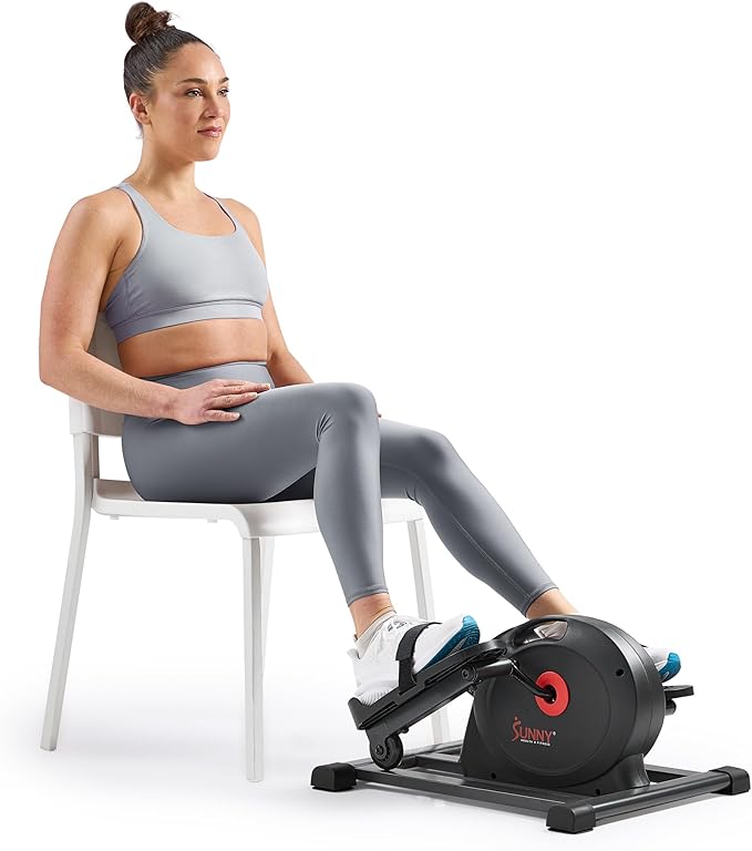 Sunny Health & Fitness Smart Mini Elliptical Trainer, Indoor Under-Desk Pedal Exerciser for Mobility & Cardio Workout, Free SunnyFit App Connection, Optional Motorized w/Remote Control