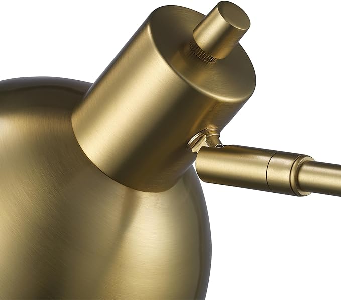 GLOBE Electric 61000058 18" Desk Lamp, Matte Brass Finish, Metal Shade, Adjustable Pivot Joint, Rotary Switch, Modern Lighting for Bedroom or Office, Timeless, Lights for Home, E26 Base