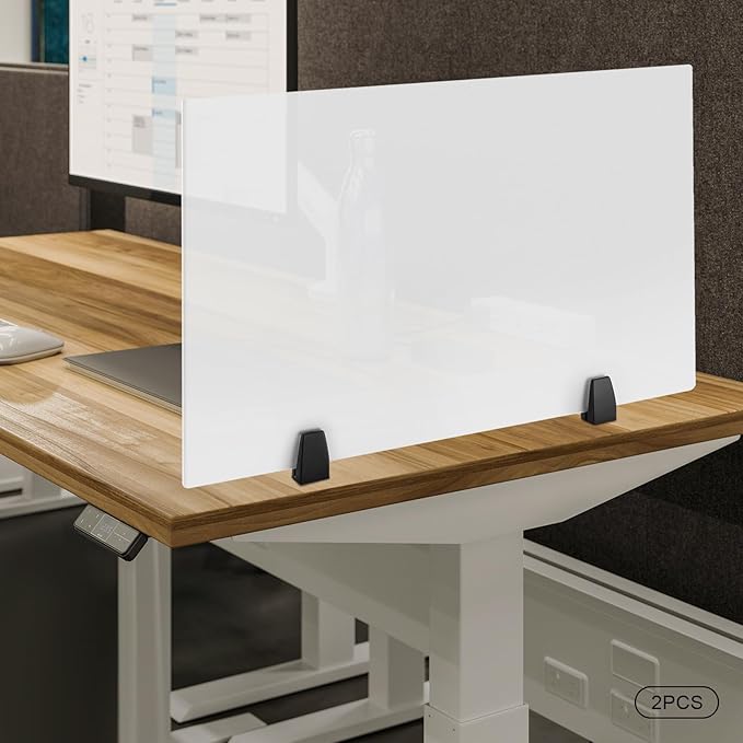 2 Pack Clamp-on Desk Privacy Panels, Frosted Acrylic Desk Dividers for Office School Call Center Reception Area, Noise and Visual Distractions Reducing Table Divider- 30" x 18"