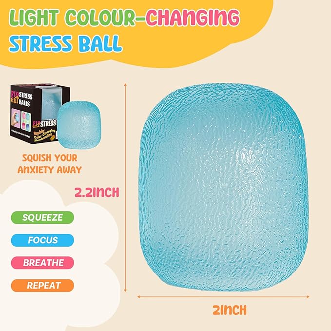 Fidget Toys Stress Balls for Kids & Adults - Changes Color in The Sun - Malt Sugar Squishy Fidget Toys - Slow Rise Gel Ball - Stretchy Squeeze Stress Relief Balls for Anxiety/Therapy/Classroom