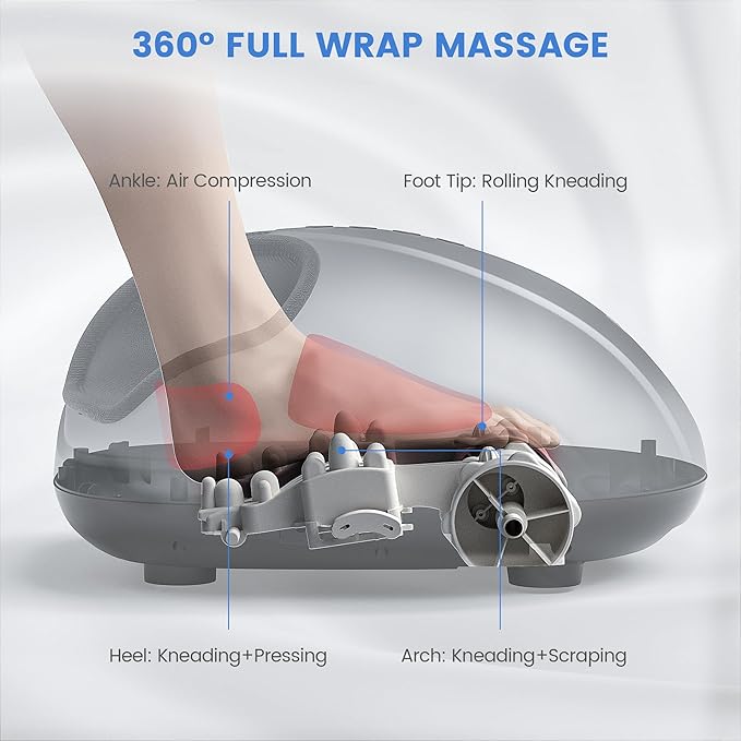 Breo Foot Massager with Heat, Deep Tissue Kneading, Shiatsu Massage Machine for Relax, Relieve Foot Pain, Plantar Fasciitis, Fits Feet Up to Men Size 12, Mother's Day Gift