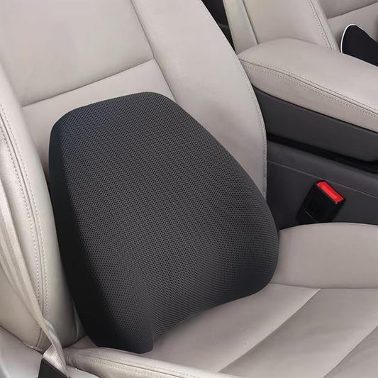 Super Cozy Lumbar Support Pillow for Car/Office Chair, 100% Memory Foam Lumbar Pillow with Breathable Removable Cover, Ergonomic Design - Back Support for Back Pain Relief(Adjustable Strap, Black)