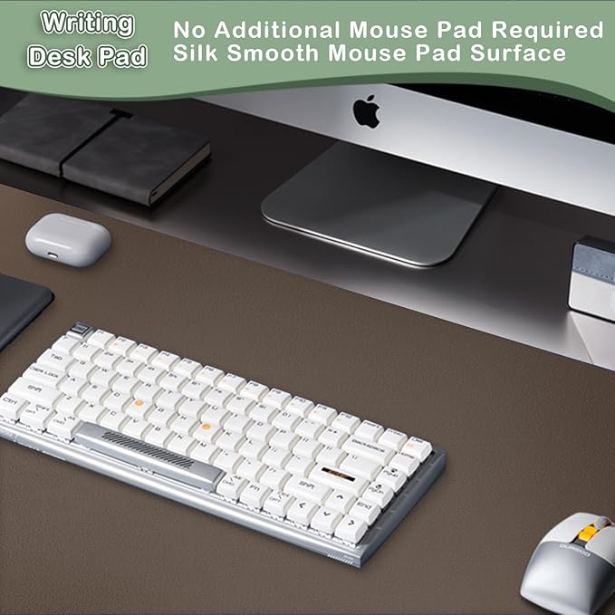 Boutilon Leather Desk Pad Protector,Non-Slip Mouse Pad,Laptop Desk Pad,Office Mouse Mat,Waterproof Leather Desk Blotter,Desk Writing Pad for Office and Home (S-Coffee,24"x 14")