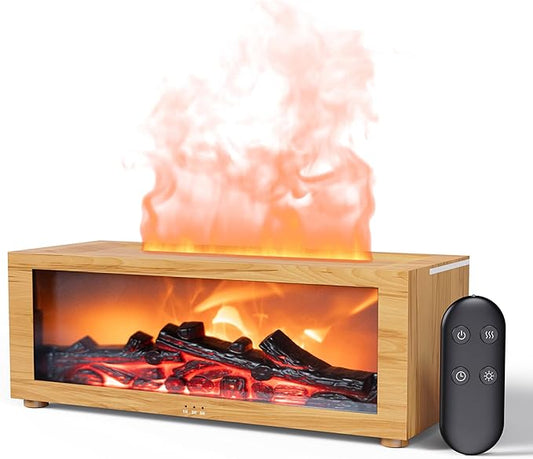 Fireplace Flame Air Diffuser Humidifier,7 Colors Aromatherapy Essential Oil Diffuser,Ultrasonic Aroma Humidifier with Timer for Home,Bedroom,Office,Yoga
