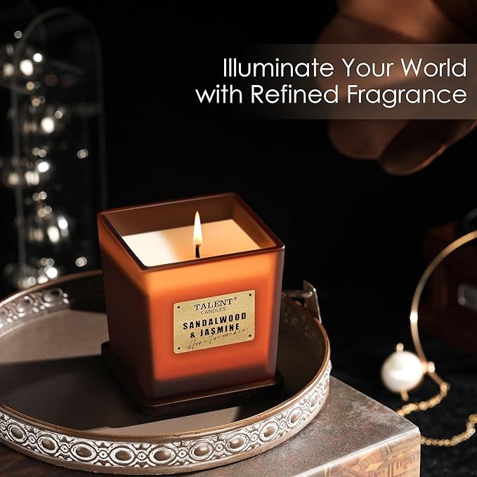 Scented Soy Candles, Deluxe Noble Aromatherapy Candles, Sandalwood & Jasmine, Candles for Home Scented, 7.05oz